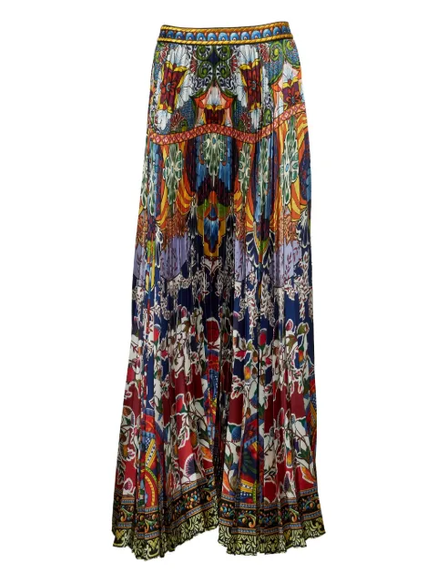 alice + olivia pleated printed maxi skirt