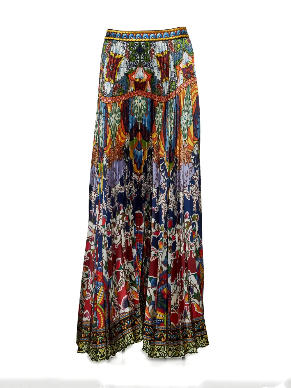 alice + olivia pleated printed maxi skirt Rood