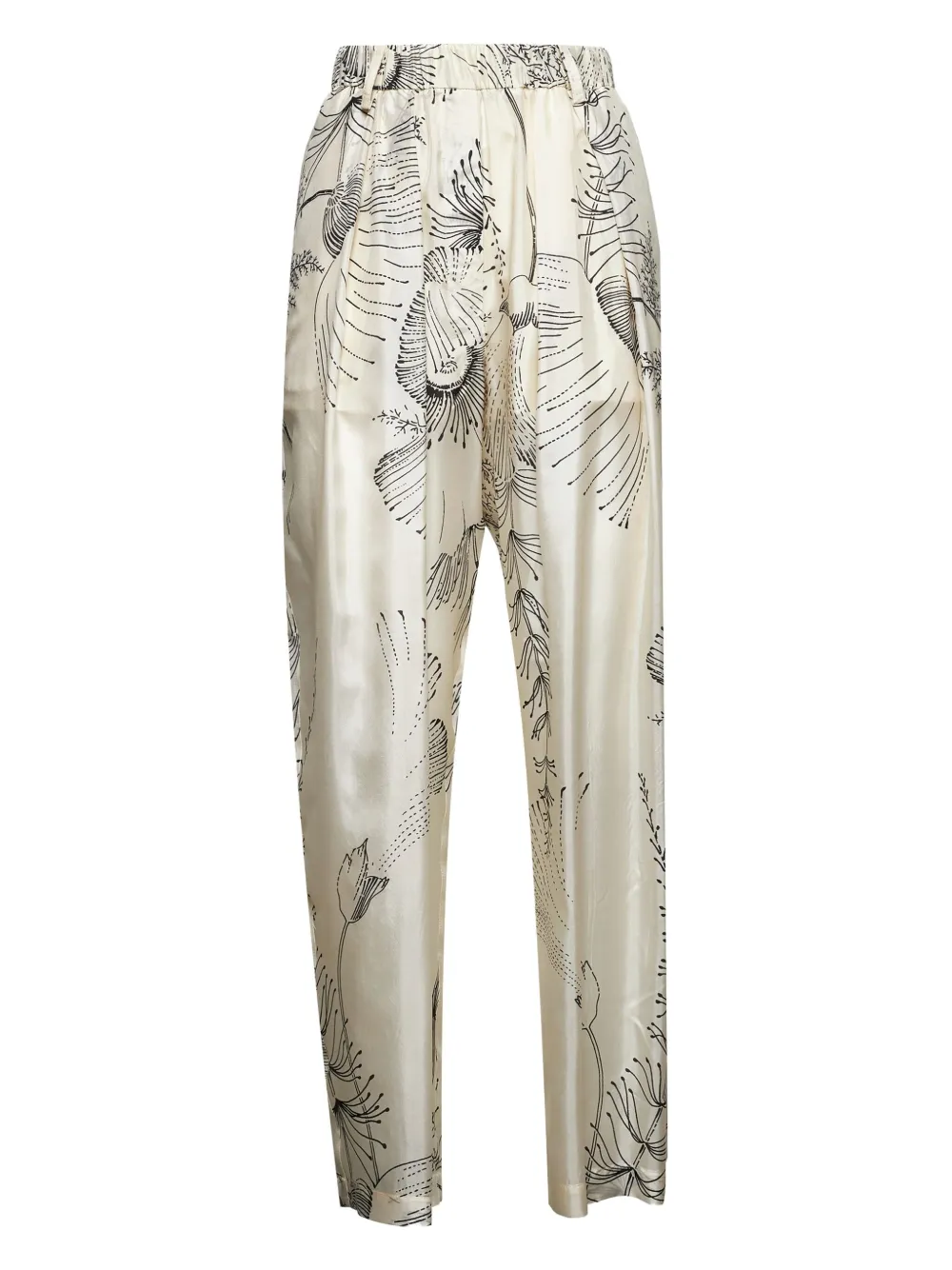 Alysi floral-print silk trousers Beige
