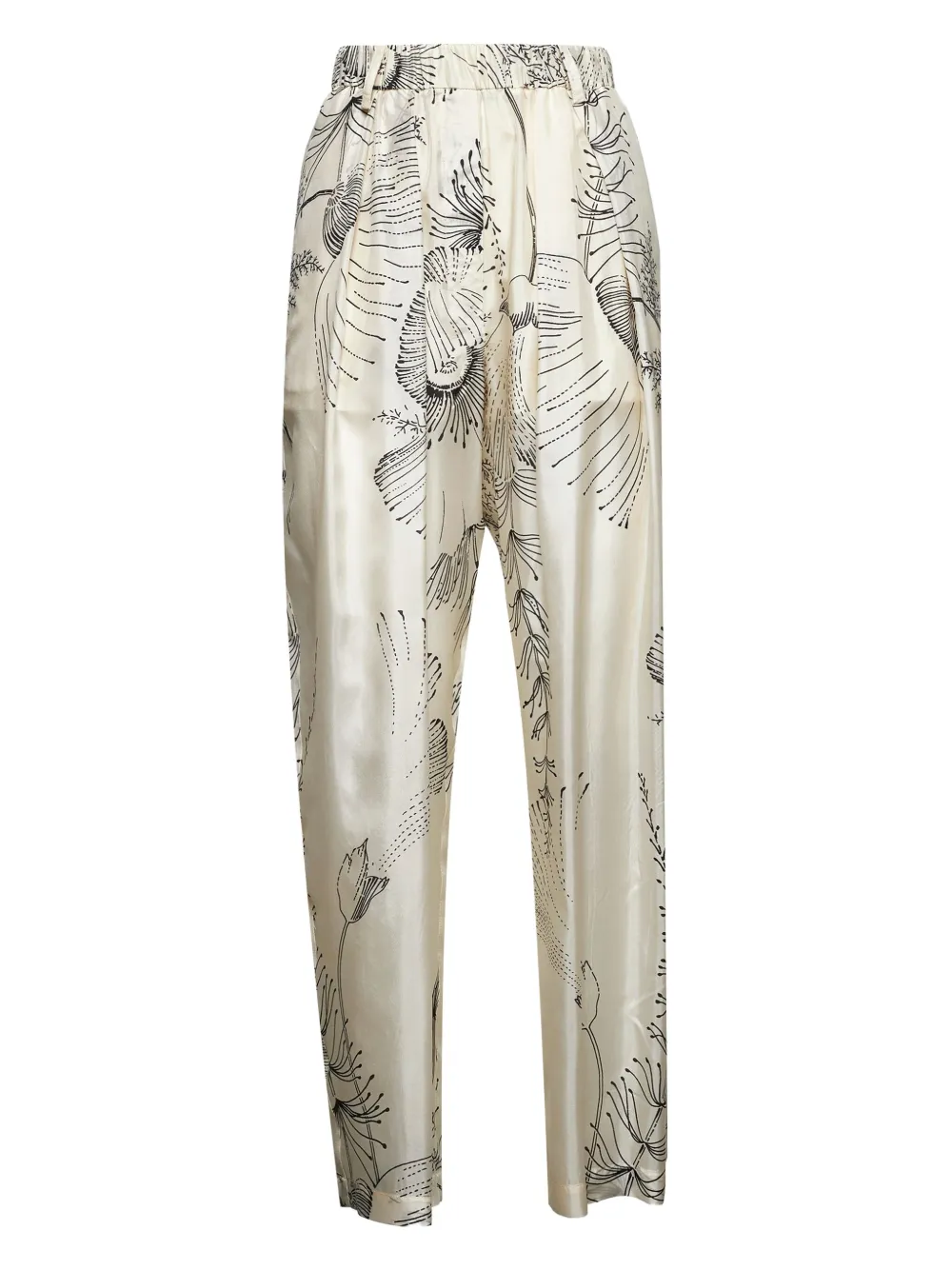 Alysi floral-print silk trousers Beige