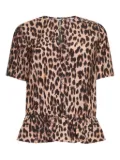 Baum Und Pferdgarten leopard-print ruffled top - Brown