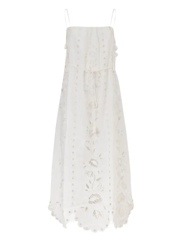 FARM Rio Richelieu floral-embroidered Maxi Dress | White | FARFETCH OM