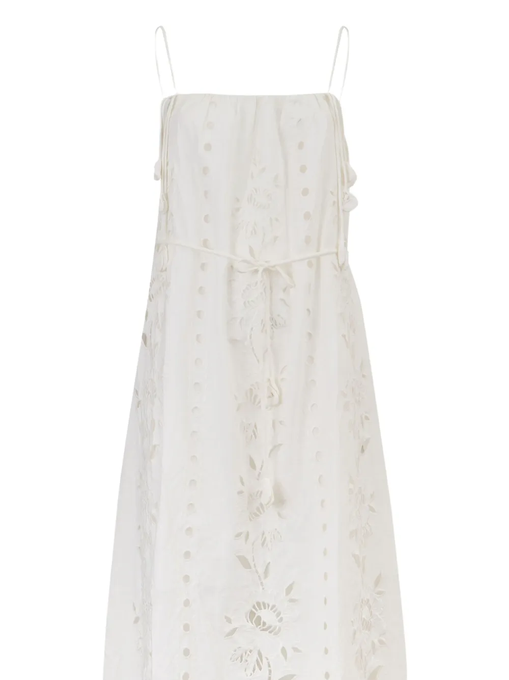 FARM Rio Richelieu floral-embroidered maxi dress Wit