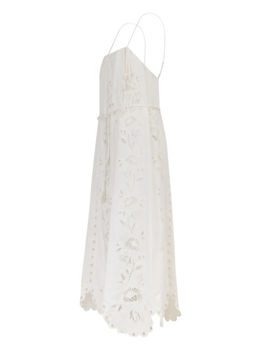 FARM Rio Richelieu floral-embroidered maxi dress Wit