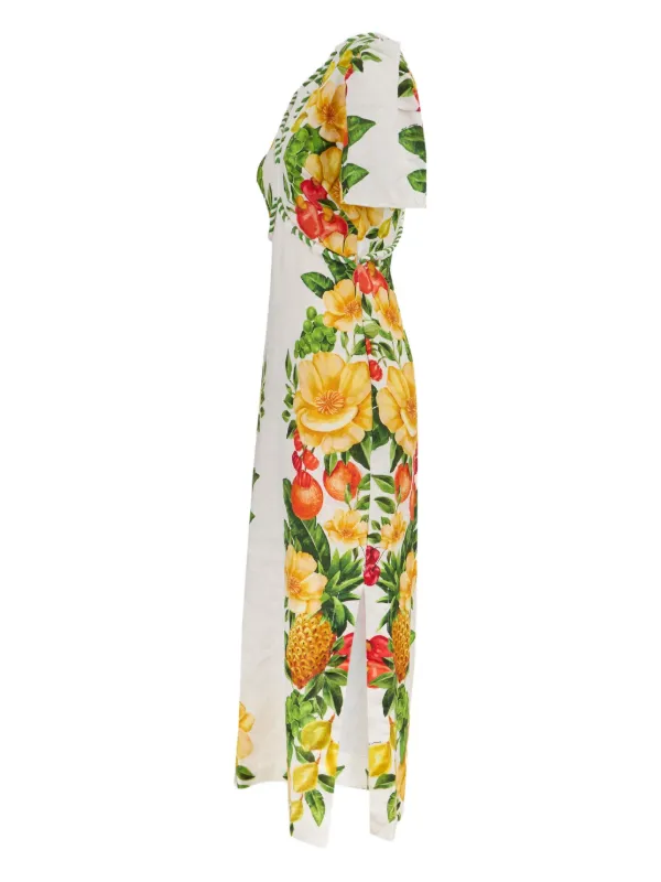 FARM Rio floral-print puff-sleeve Maxi Dress | White | FARFETCH