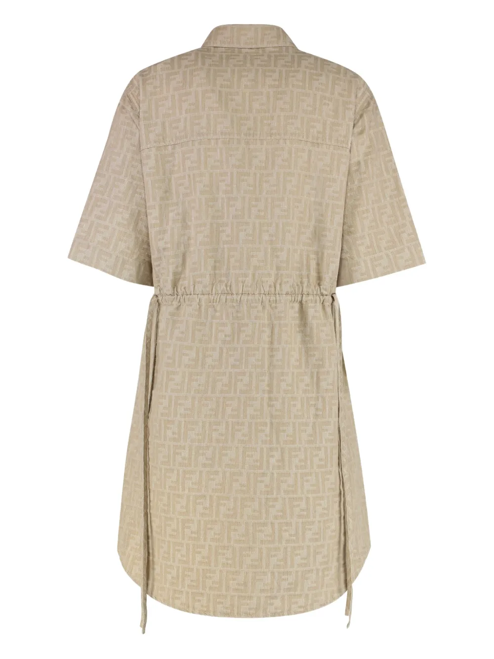 FENDI FF-pattern drawstring dress Beige