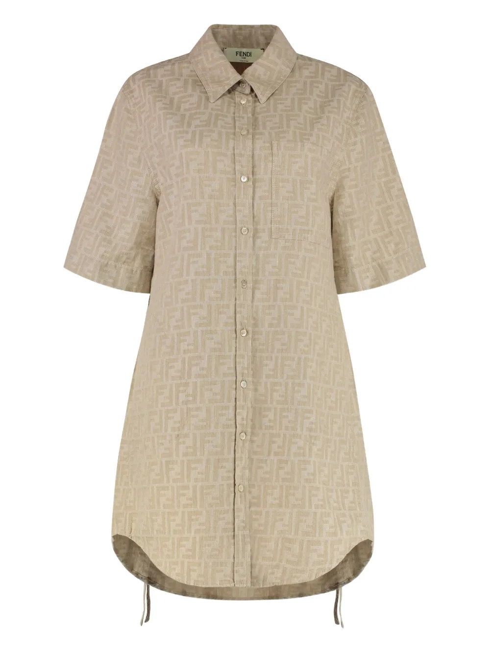 FENDI FF-pattern drawstring dress Beige