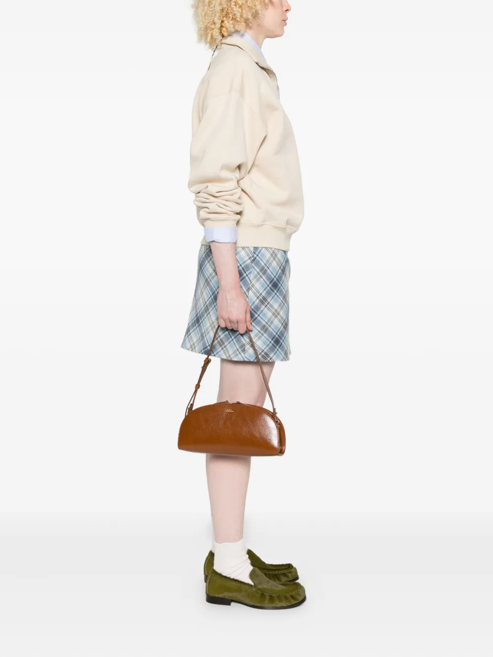 A.P.C. Demi Lune leren schoudertas - Bruin