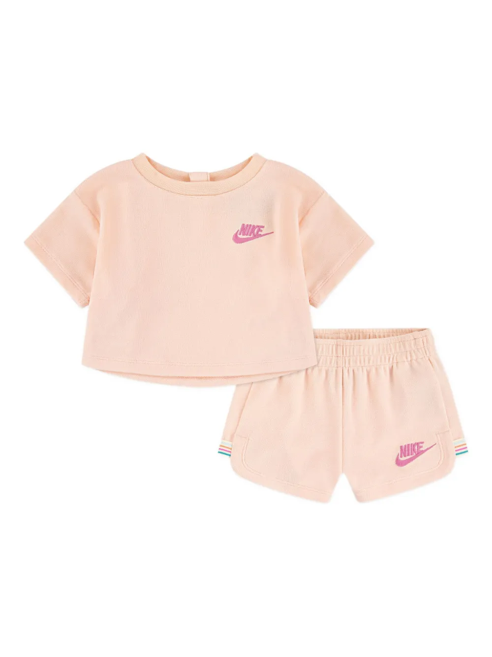 Nike Kids Let's Roll logo-embroidered shorts set Roze