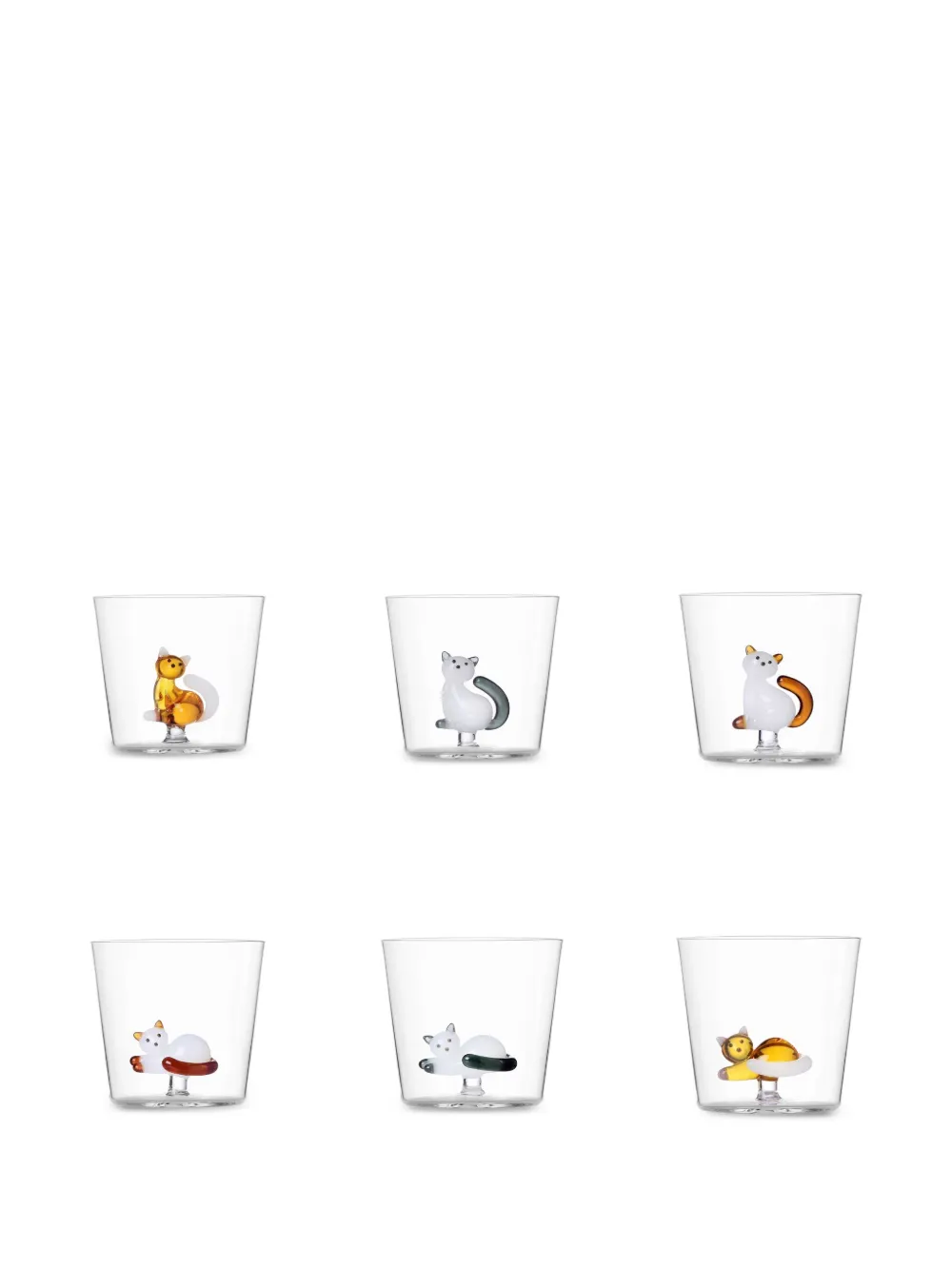 Ichendorf Milano Tabby Cat tumblers (set of six) | White | Image 1