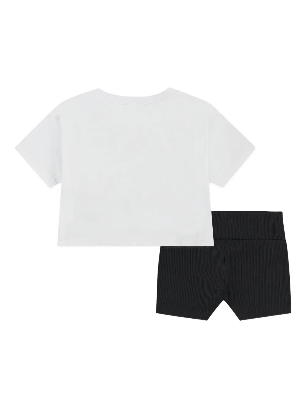 Nike Kids Geribbelde shorts set met logoprint Zwart