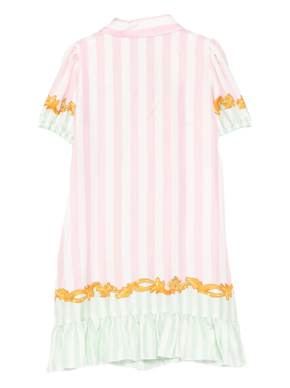 Versace Kids Barocco pinstripe silk dress Roze
