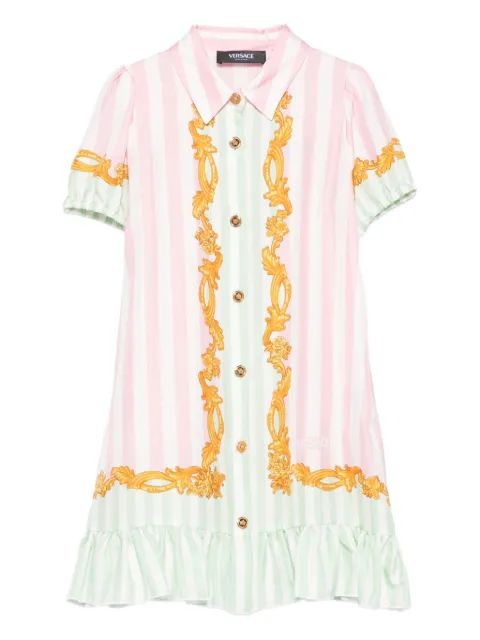 Versace Kids Barocco pinstripe silk dress