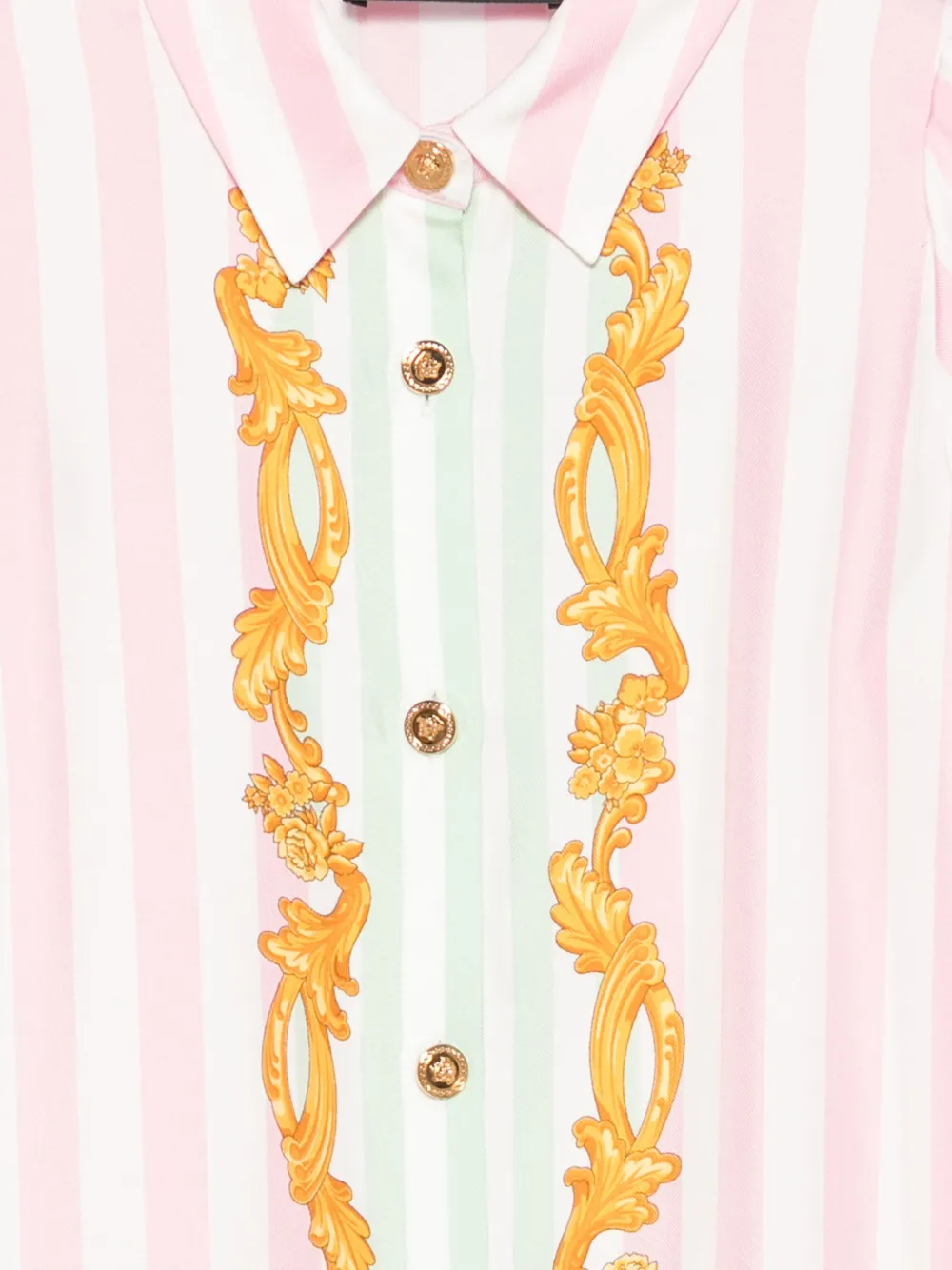 Versace Kids Barocco pinstripe silk dress Roze