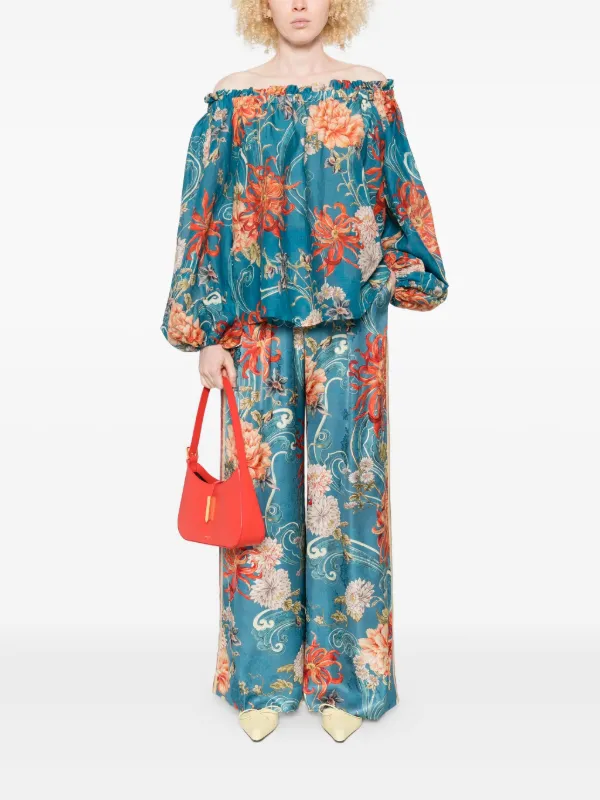 Pantalon Palazzo Femme Imprimé Floral - Taille 8 à 14 - Coupe Large Et Plissée - Neuf Avec étiquettes