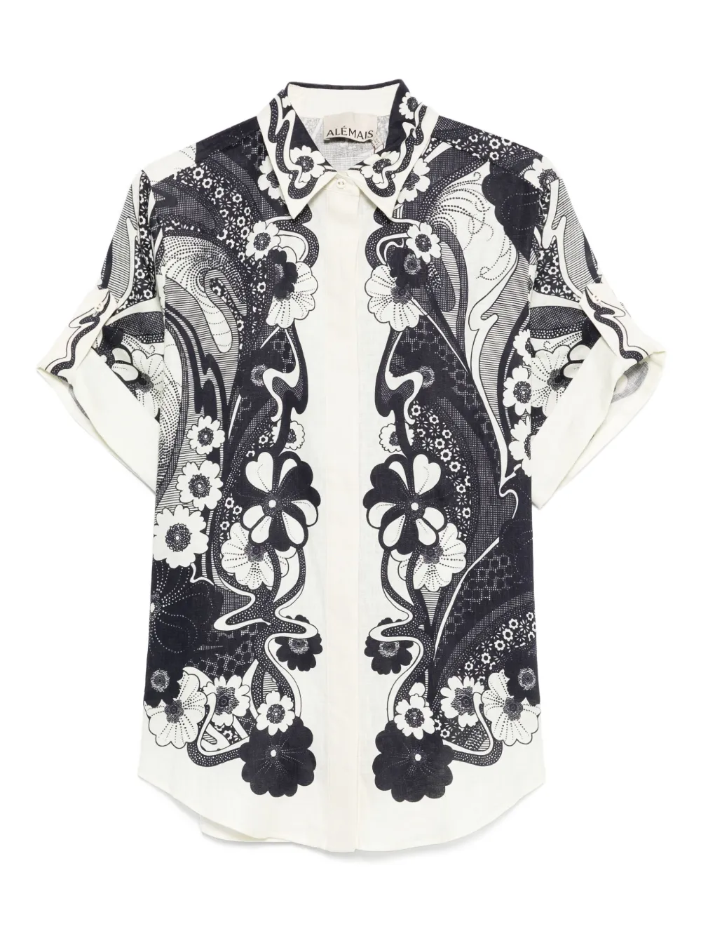 ALEMAIS floral-print short-sleeve shirt | Neutrals | Image 1