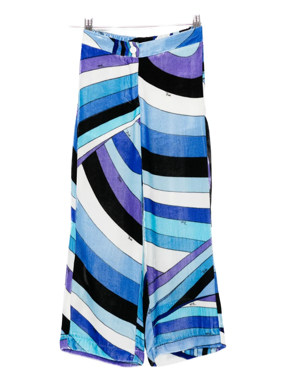 PUCCI Junior abstract-print velvet trousers - Blu