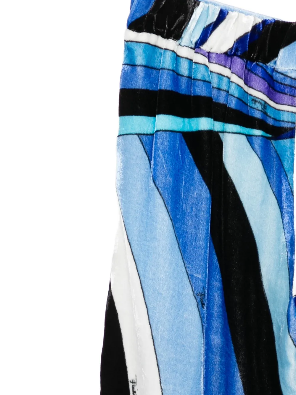 PUCCI Junior abstract-print velvet trousers Blauw
