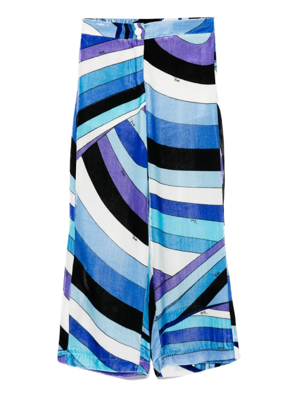 PUCCI Junior abstract-print velvet trousers Blauw