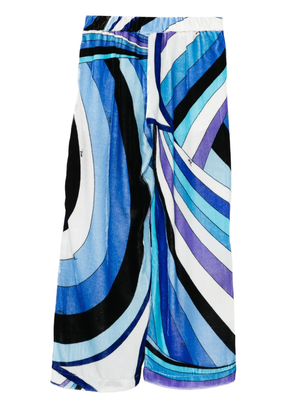 PUCCI Junior abstract-print velvet trousers Blauw