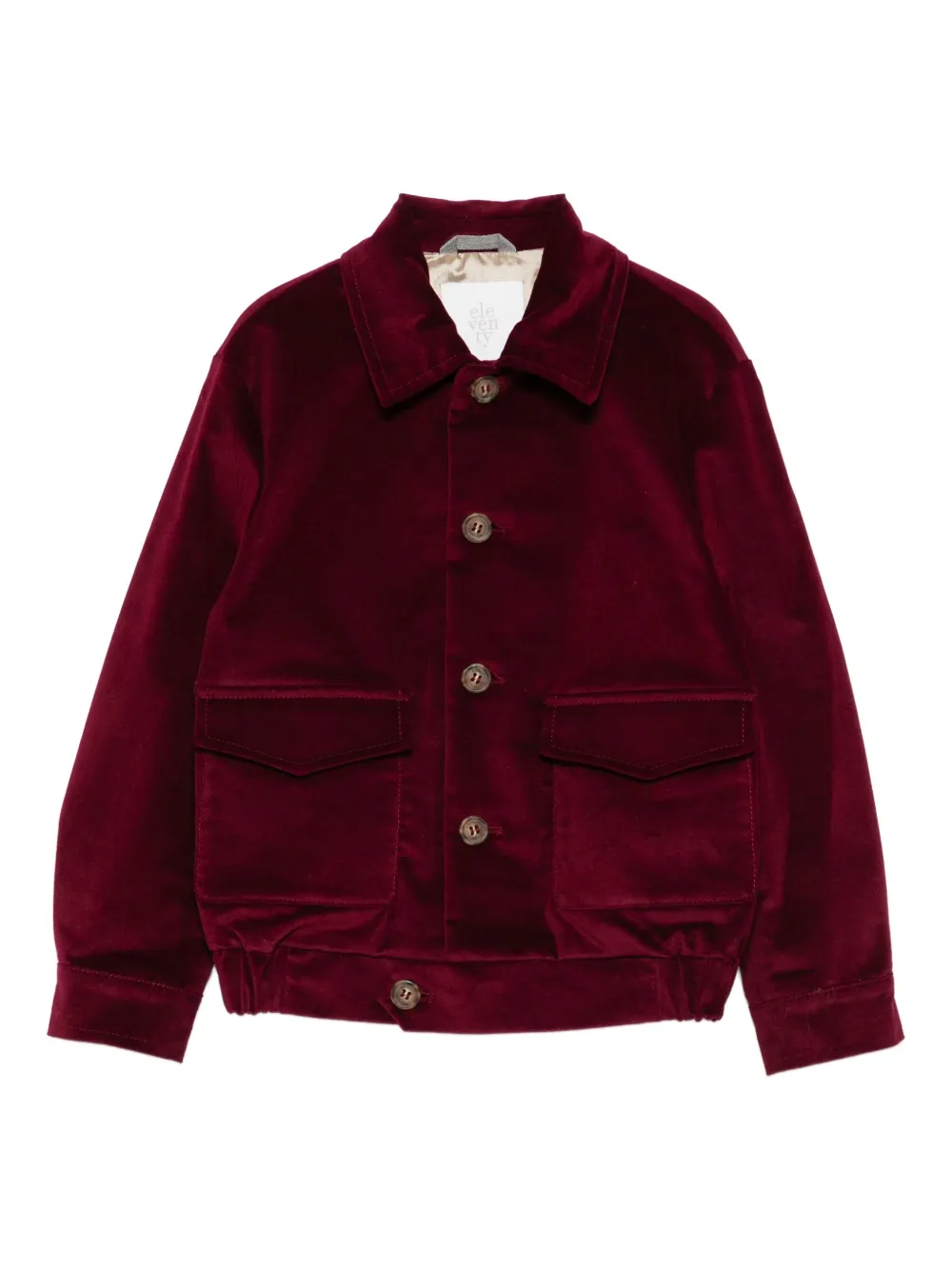 Eleventy Kids velvet button-fastening jacket Rood