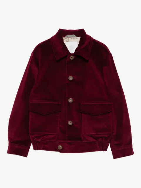 Eleventy Kids velvet button-fastening jacket