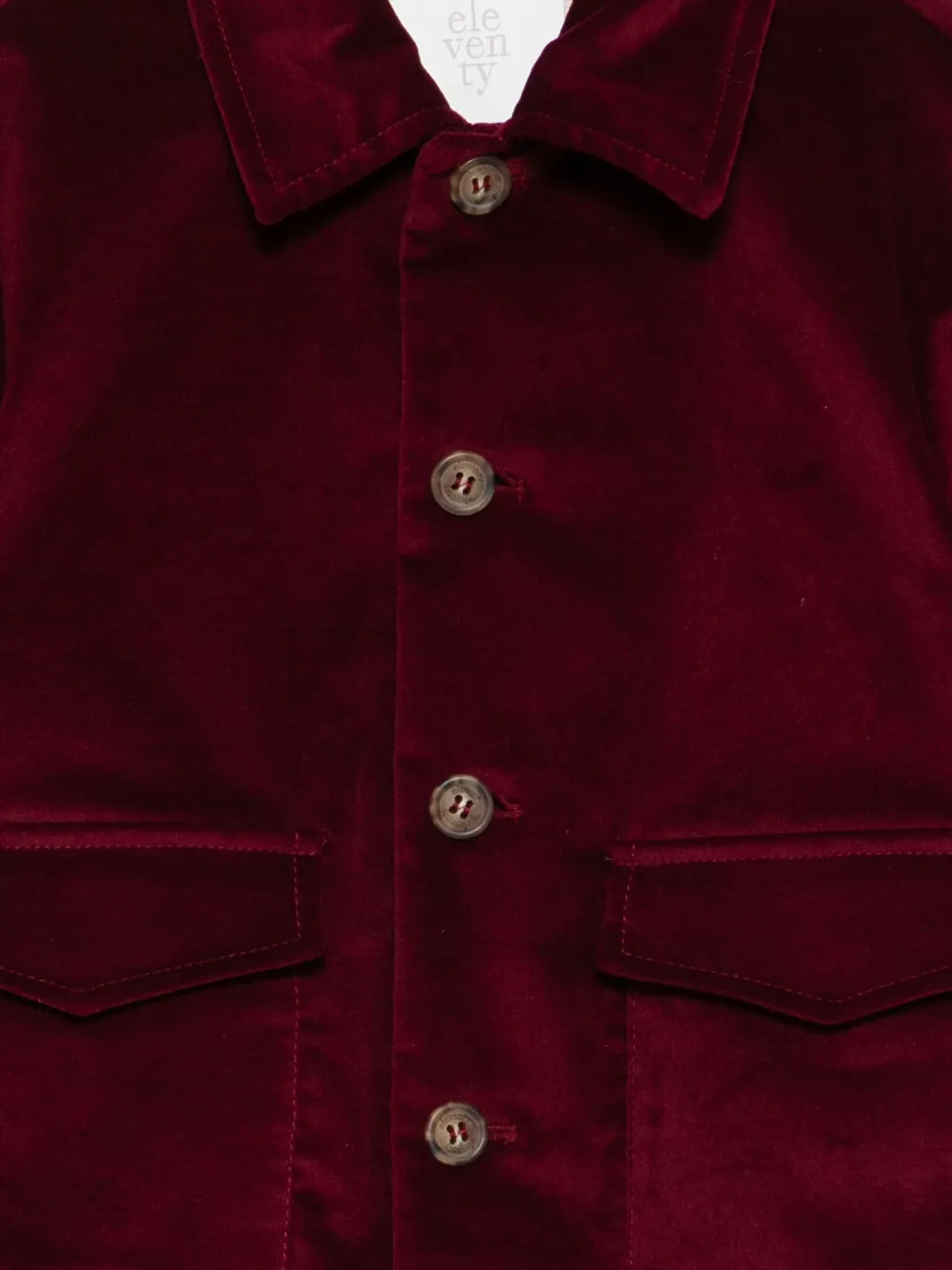 Eleventy Kids velvet button-fastening jacket Rood