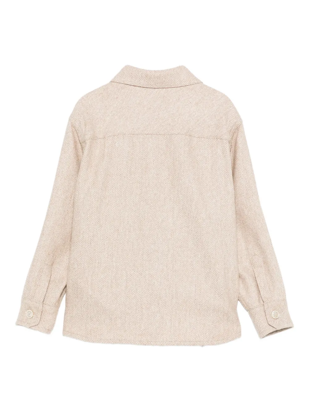 Eleventy Kids herringbone-pattern shirt Beige