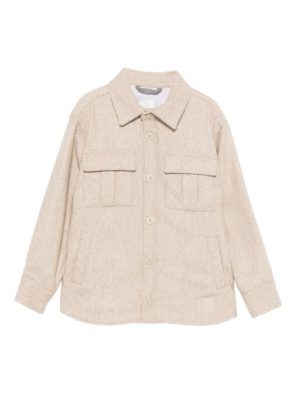Eleventy Kids herringbone-pattern shirt Beige