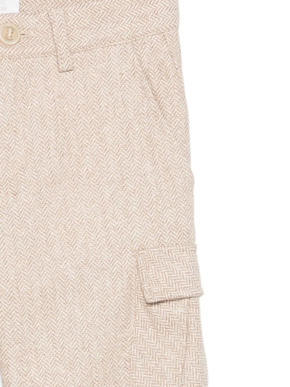 Eleventy Kids herringbone-pattern cargo trousers Beige