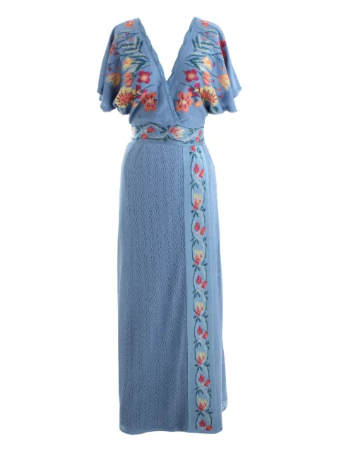 Cecilia Prado Vestido longo envelope Agatha com bordado