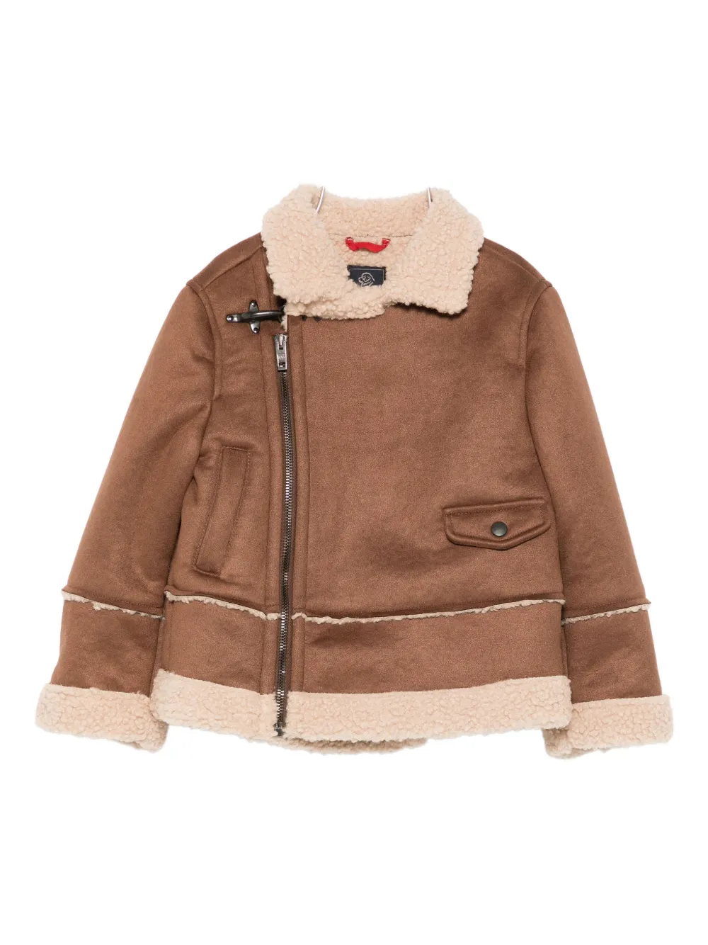 Fay Kids shearling-trim zip-up jacket Bruin