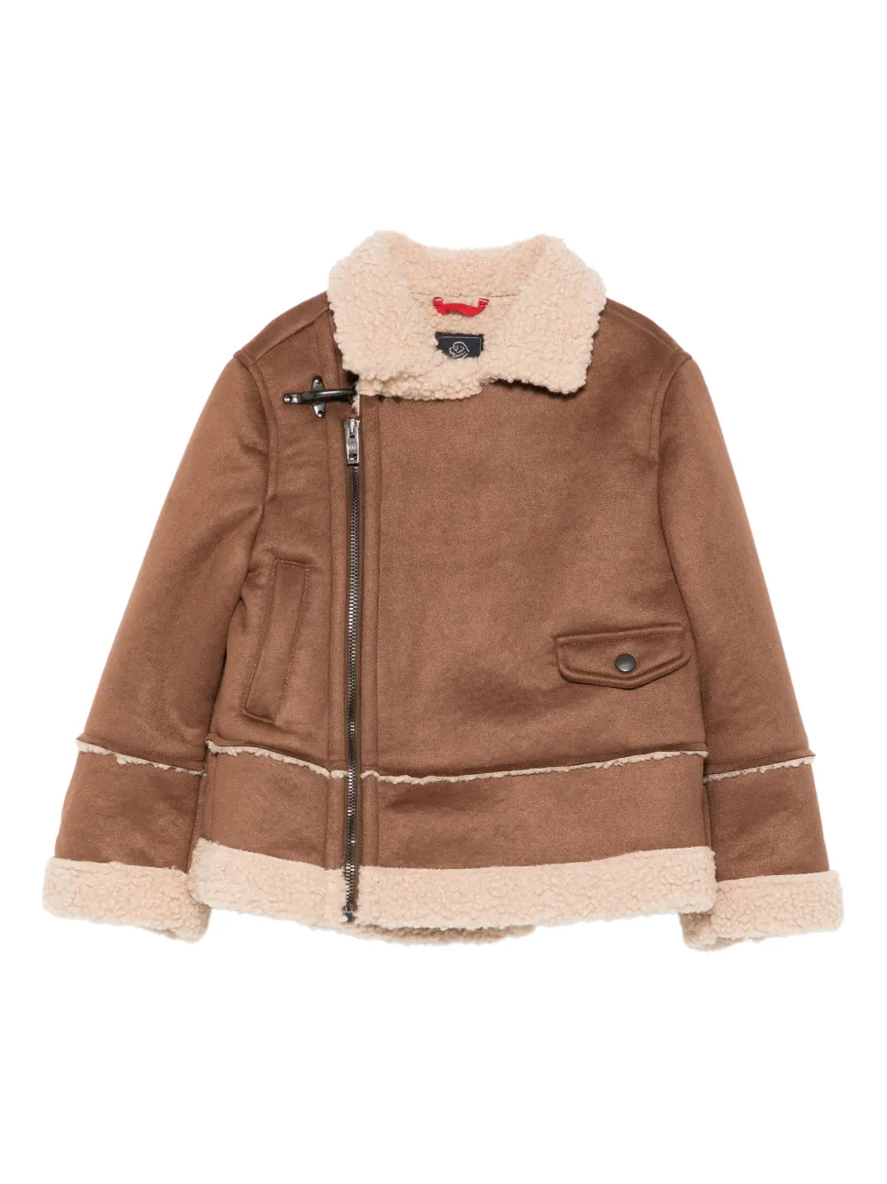 Fay Kids shearling-trim zip-up jacket Bruin