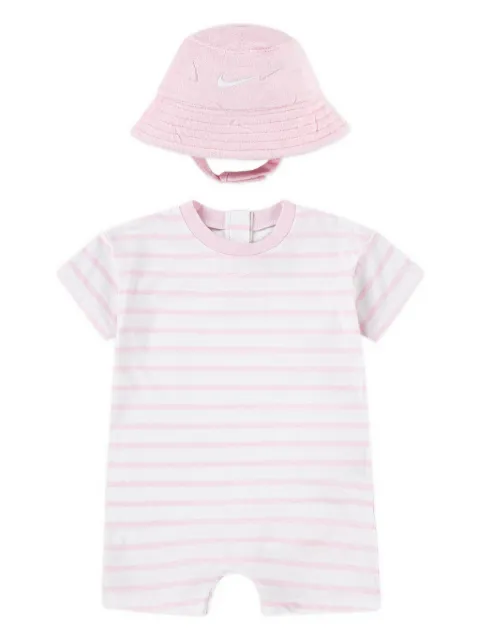 Nike Kids embroidered-logo striped romper set