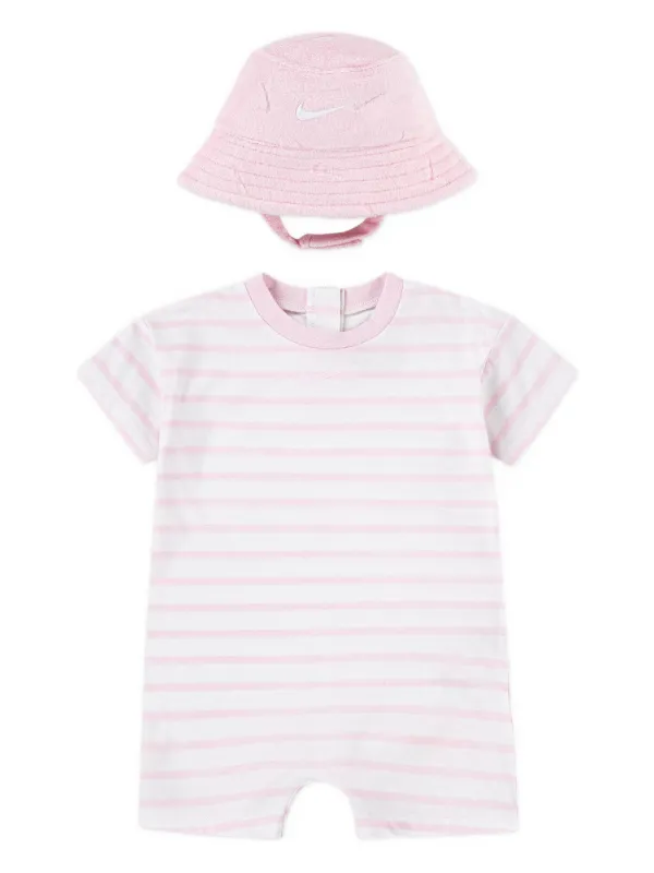 Nike Kids embroidered-logo Striped Romper Set Pink FARFETCH
