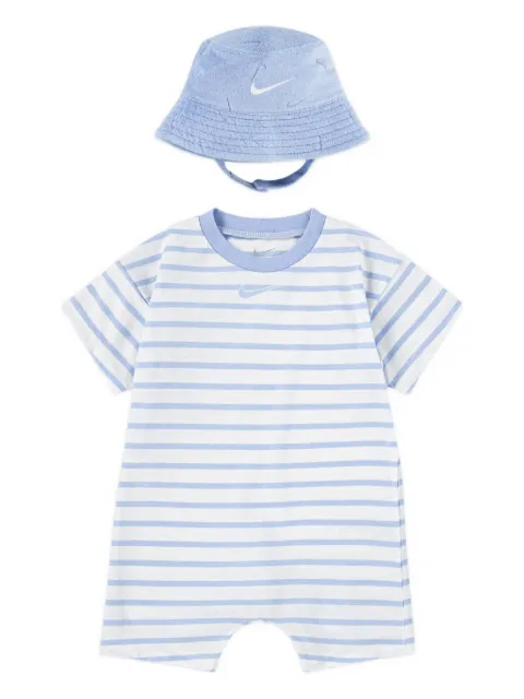 Nike Kids striped-jersey romper hat set