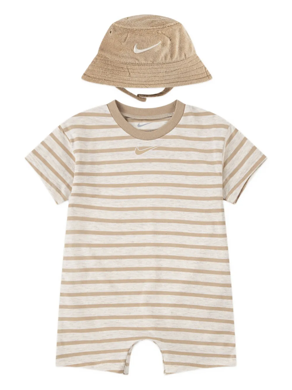 Nike Kids Gestreepte romper set met logo Beige