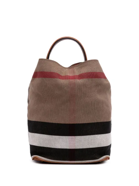 Burberry Pre-Owned شنطة باكيت 'ميغا تشيك كانفا آشبي باكيت باغ' متوسطة بحمالة كتف 2000-2017