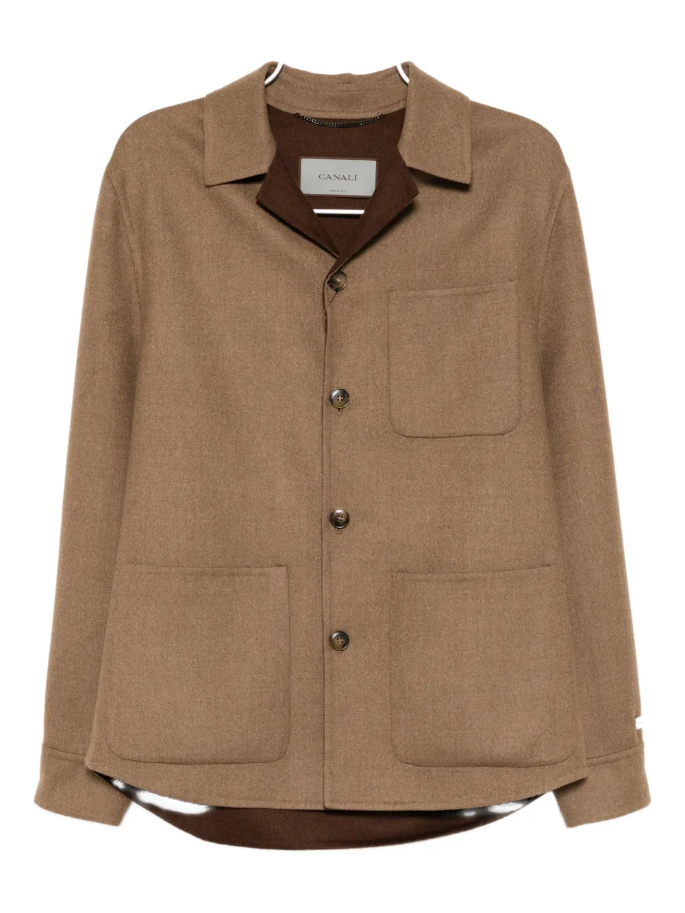 Canali Wool-blended Jacket In Brown