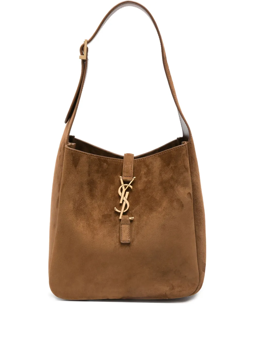 Saint Laurent small Le 5 à 7 Supple logo-plaque suede shoulder bag Bruin