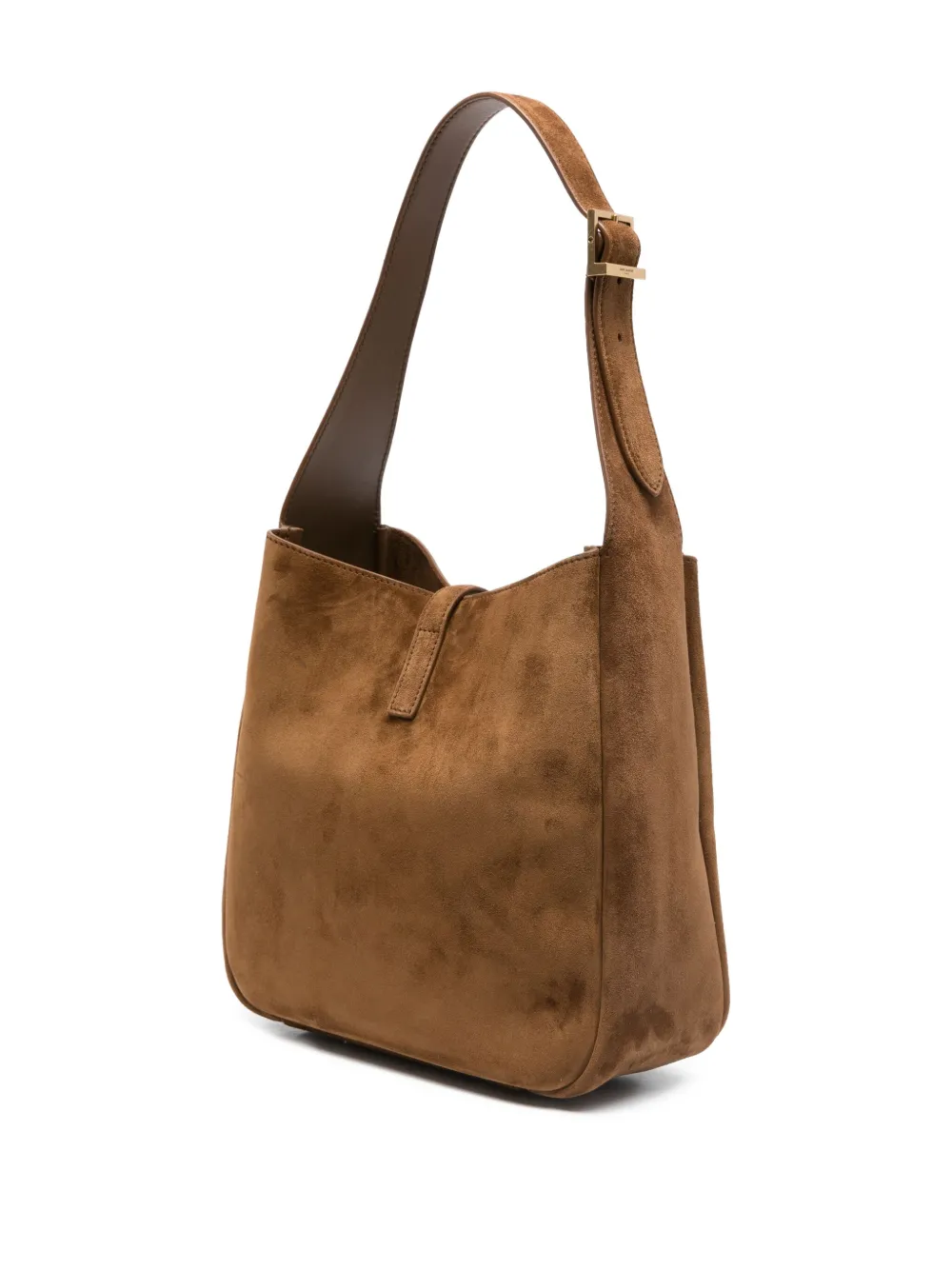 Saint Laurent Small Le 5 À 7 Supple Logo-plaque Suede Shoulder Bag In Brown