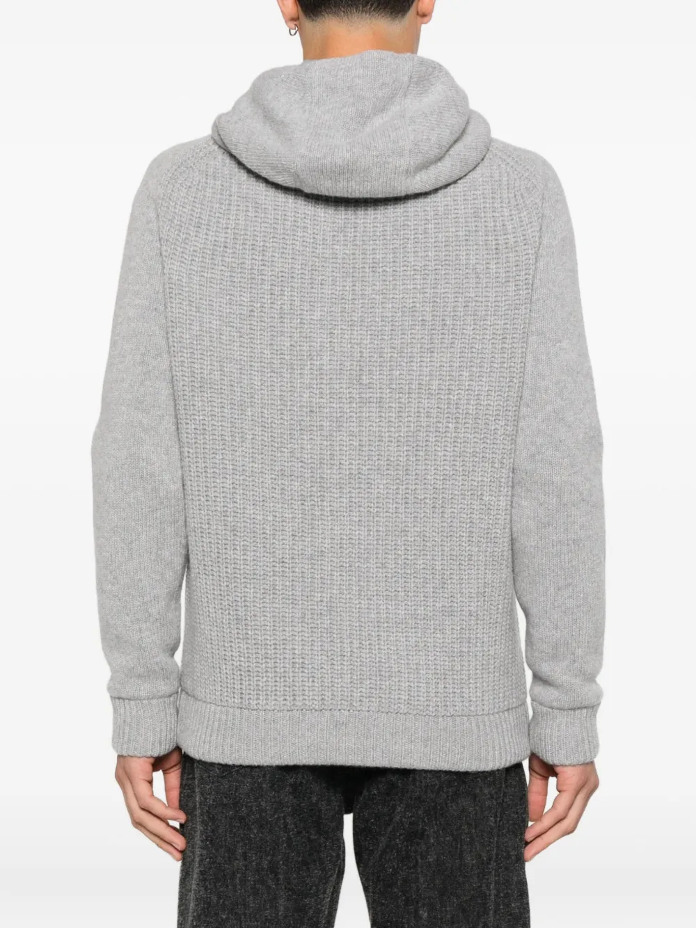 Herno Wollen hoodie met rits Grijs