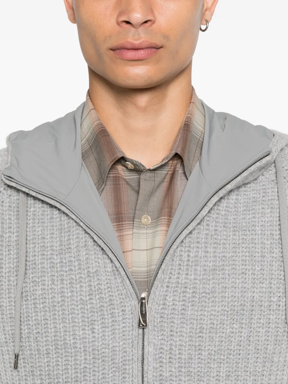 Herno Wollen hoodie met rits Grijs