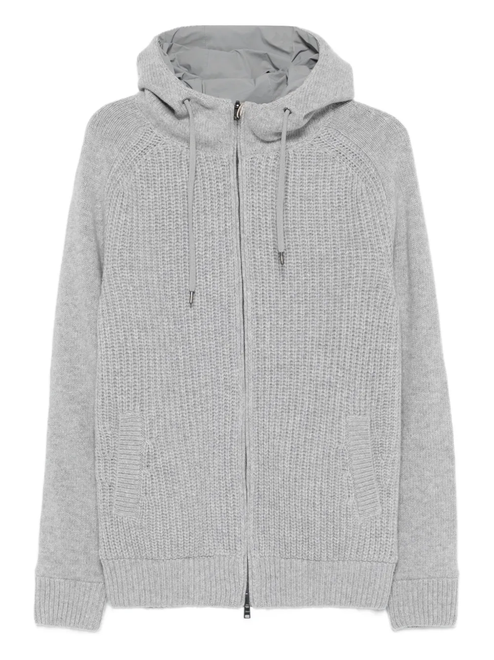 Herno Wollen hoodie met rits Grijs