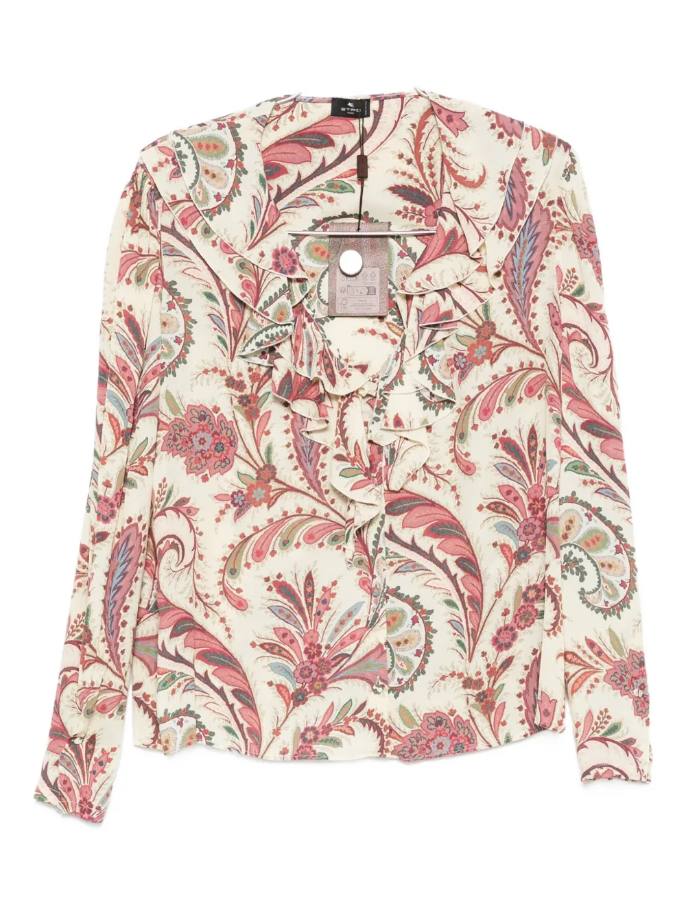 ETRO paisley-print ruffled blouse - Toni neutri