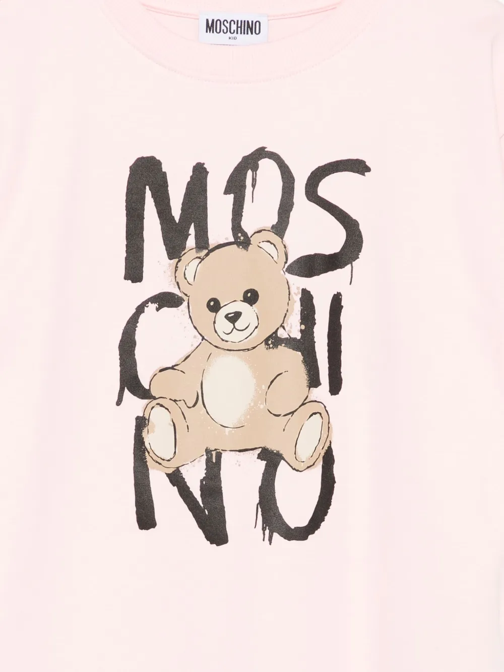 Moschino Kids Teddy Bear-print cotton T-shirt Roze
