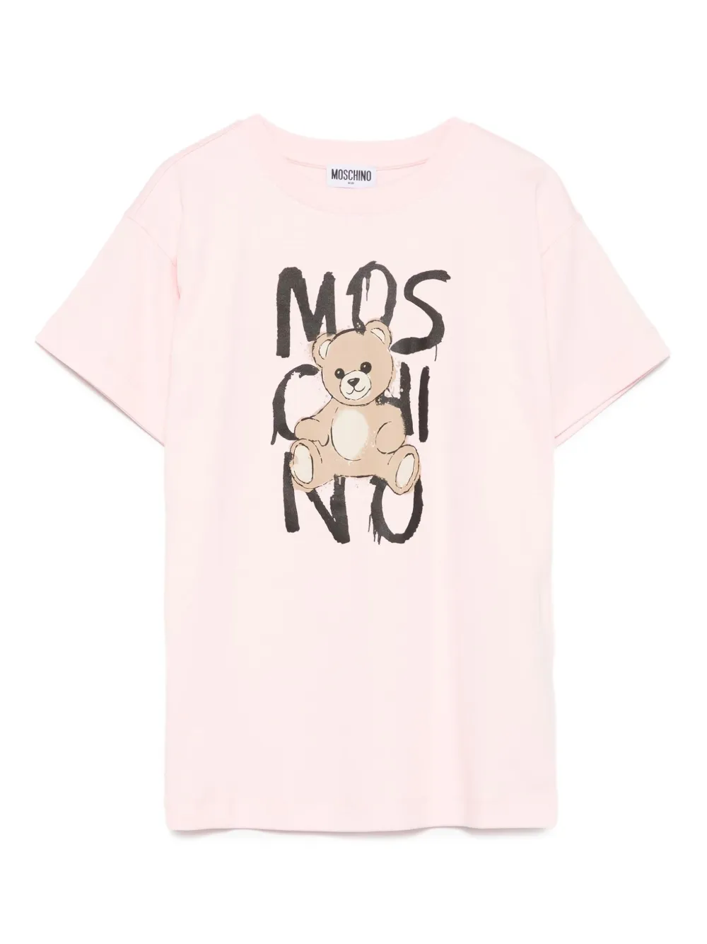 Moschino Kids Teddy Bear-print cotton T-shirt Roze