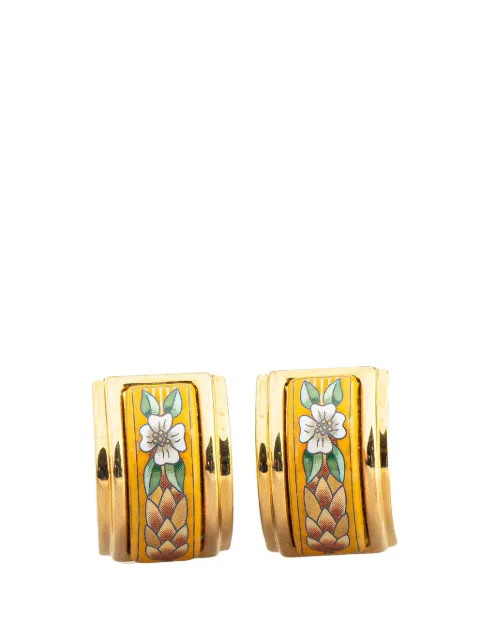 Hermès Pre-Owned 1990-2010 Enamel Cloisonne Flower Clip On Earrings costume earrings