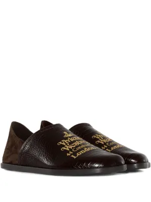 Vivienne Westwood Tuesday crocodile-effect Logo Loafers | Brown