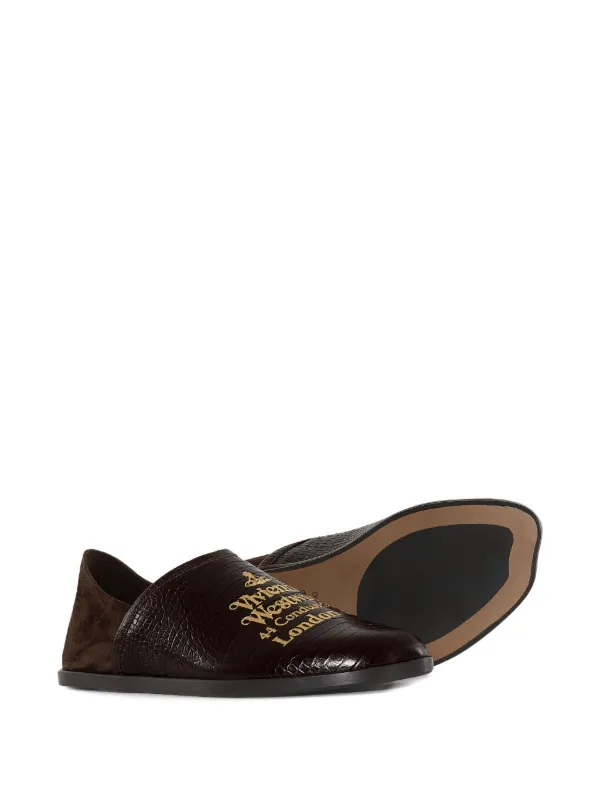 Vivienne Westwood Tuesday crocodile-effect Logo Loafers | Brown